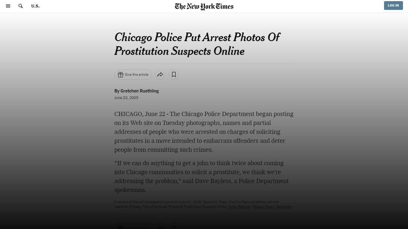 Chicago Police Put Arrest Photos Of Prostitution Suspects Online
